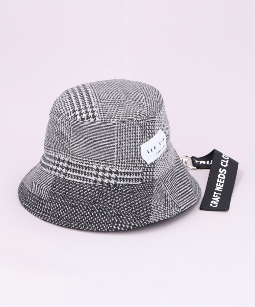 AKA SIX CHECK BUCKET HAT LIGHT GRAY ONESIZE